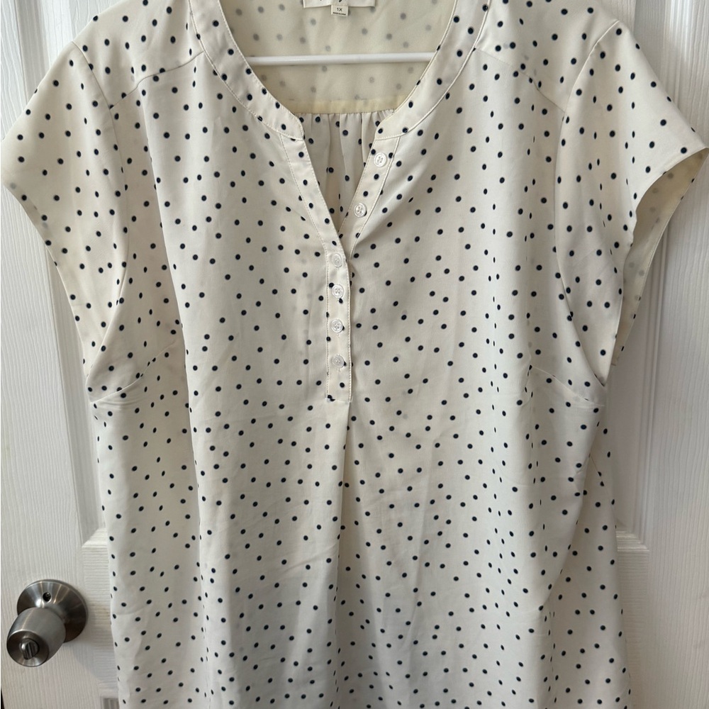 Elegant White Polka Dot Blouse